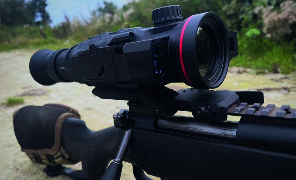 A Nocpix Rico 45 thermal rifle scope mounted on a rifle