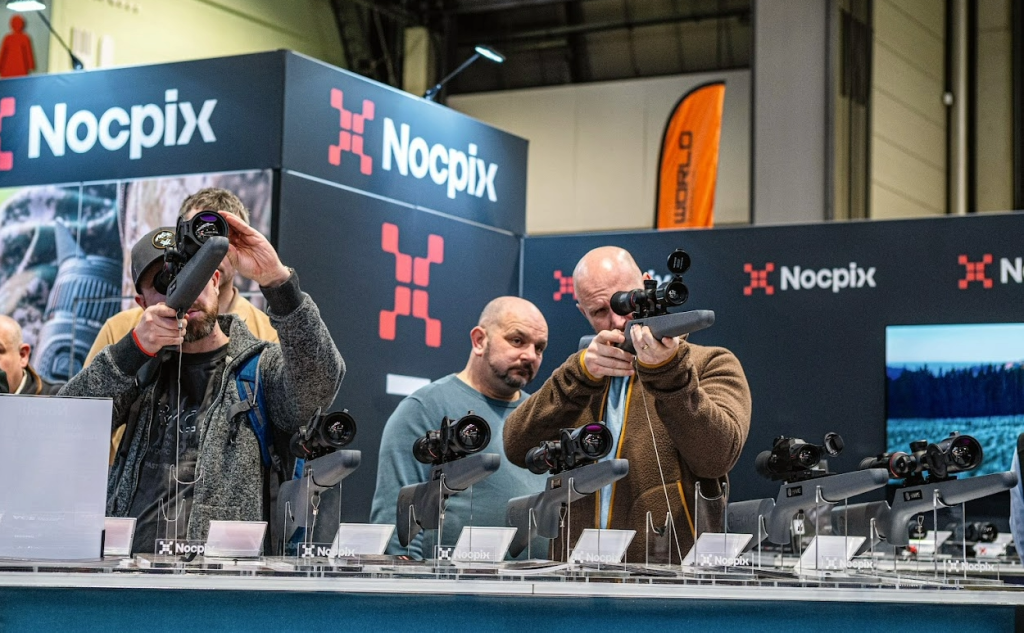 The public trying optics at the British Shooting Show
